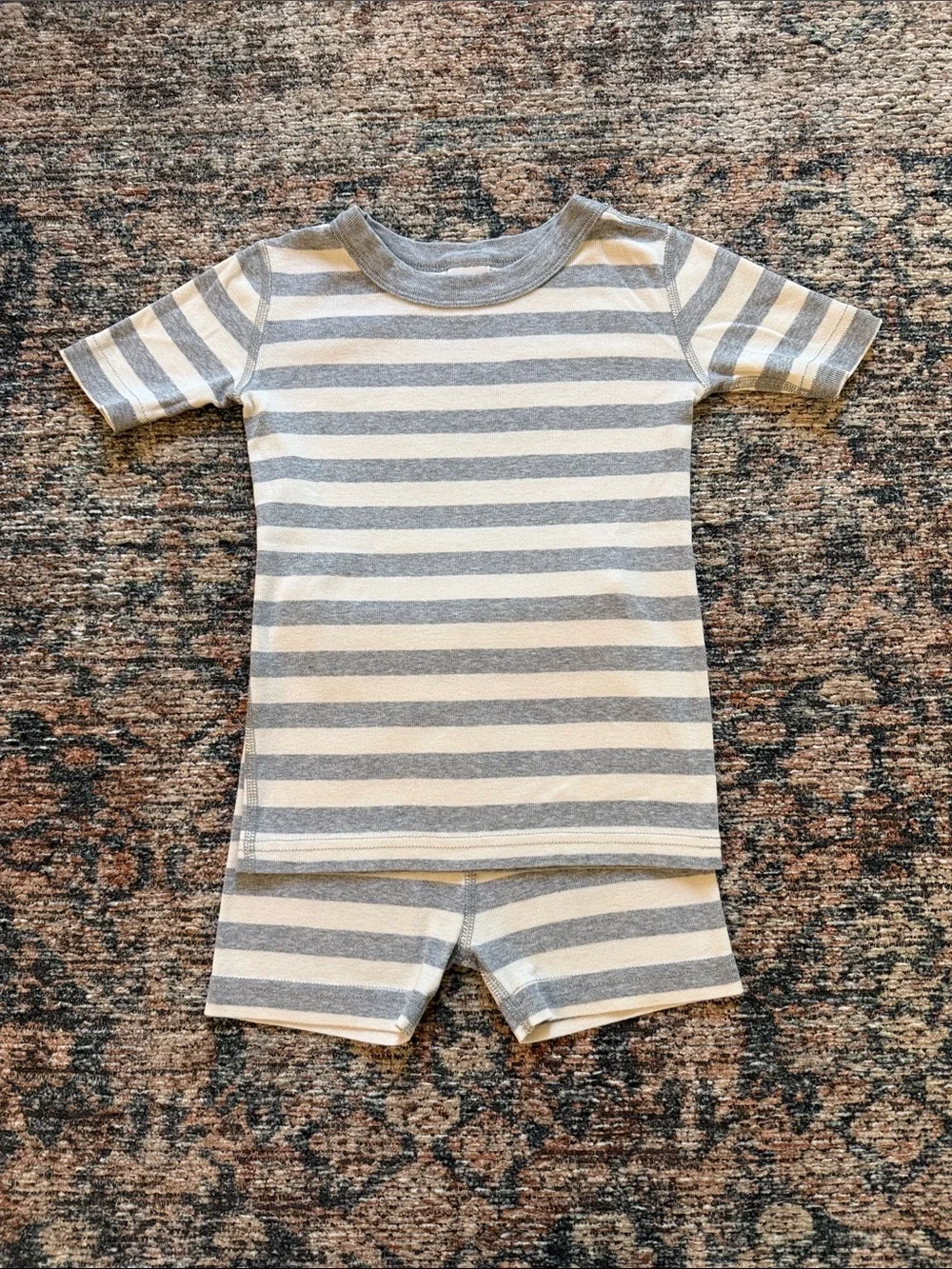 Hanna Andersson Gray and White Striped Kids Pajama Set